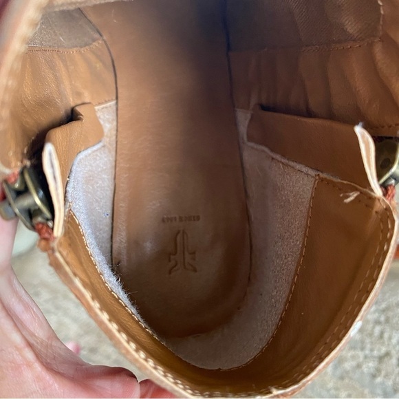 Frye Judith Whisky Brown Cognac Leather Ankle Booties Heeled Boots Dual Zipper:9 - Picture 9 of 13